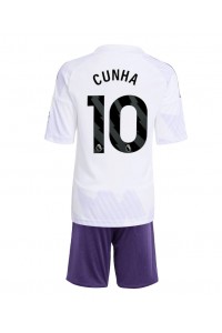 Fotbalové Dres Manchester United Matheus Cunha #10 Dětské Venkovní Oblečení 2025-26 Krátký Rukáv (+ trenýrky)